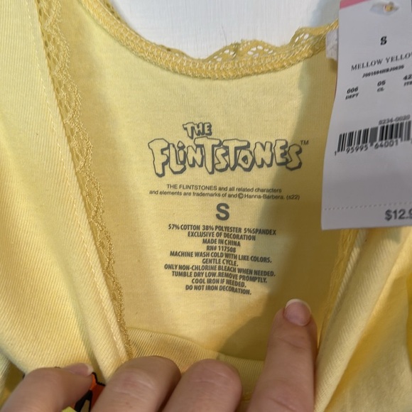 The Flintstones Yellow Cropped tank size small NWT - Picture 4 of 4